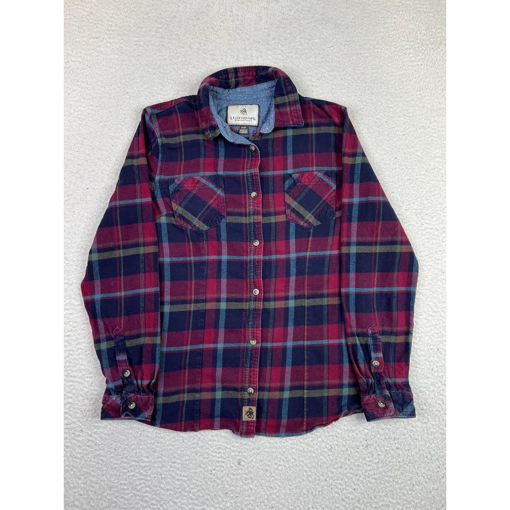 Legendary Whitetails Shirt Womens Medium Red Plaid Flannel Button Up Long Sleeve